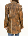 ADJKT033 Genuine Vintage leather Women shirt jacket dress ladies girl