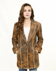 ADJKT033 Genuine Vintage leather Women shirt jacket dress ladies girl