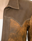 ADJKT034 Genuine Vintage leather Women shirt jacket dress ladies girl