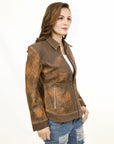 ADJKT034 Genuine Vintage leather Women shirt jacket dress ladies girl