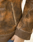 ADJKT034 Genuine Vintage leather Women shirt jacket dress ladies girl