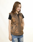 ADJKT035 Genuine Vintage leather Women shirt jacket dress ladies girl