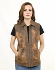 ADJKT035 Genuine Vintage leather Women shirt jacket dress ladies girl