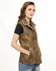 ADJKT036 Genuine Vintage leather Women shirt jacket dress ladies girl