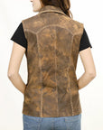 ADJKT036 Genuine Vintage leather Women shirt jacket dress ladies girl