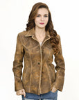 ADJKT037 Genuine Vintage leather Women shirt jacket dress ladies girl