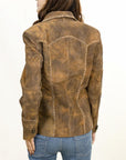 ADJKT037 Genuine Vintage leather Women shirt jacket dress ladies girl