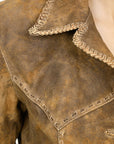 ADJKT037 Genuine Vintage leather Women shirt jacket dress ladies girl