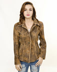 ADJKT037 Genuine Vintage leather Women shirt jacket dress ladies girl