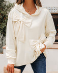 Solid Bow Long Sleeve Hoodie