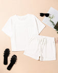 Rylie Textured Patched Pocket Drawstring Shorts Set
