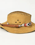 HILASON Beaded American Style Western Cowgirl Handmade Hatband Tan