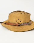 HILASON Beaded American Style Western Cowgirl Handmade Hatband Tan