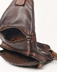 Spaghetti Western Swc191Brn Sling Vintage Handmade Drum Dyed Genuine European Cowhide Leather Women Bag Western Handbag Purse