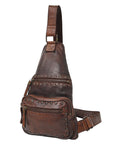 Spaghetti Western Swc191Brn Sling Vintage Handmade Drum Dyed Genuine European Cowhide Leather Women Bag Western Handbag Purse