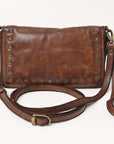 Spaghetti Western Swc195Brn Wallet Vintage Handmade Drum Dyed Genuine European Cowhide Leather Women Bag Western Handbag Purse