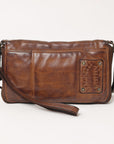 Spaghetti Western Swc195Brn Wallet Vintage Handmade Drum Dyed Genuine European Cowhide Leather Women Bag Western Handbag Purse