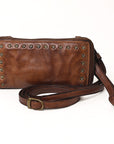Spaghetti Western Swc212Brn Wallet Vintage Handmade Drum Dyed Genuine European Cowhide Leather Women Bag Western Handbag Purse