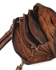 Spaghetti Western Swc212Brn Wallet Vintage Handmade Drum Dyed Genuine European Cowhide Leather Women Bag Western Handbag Purse