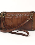 Spaghetti Western Swc212Brn Wallet Vintage Handmade Drum Dyed Genuine European Cowhide Leather Women Bag Western Handbag Purse