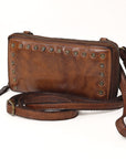 Spaghetti Western Swc212Brn Wallet Vintage Handmade Drum Dyed Genuine European Cowhide Leather Women Bag Western Handbag Purse