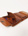 Spaghetti Western Swc465Cg Wallet Vintage Handmade Drum Dyed Genuine European Cowhide Leather Women Bag Western Handbag Purse