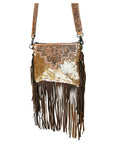 OHLAY KBG229 Cross Body Hand Tooled Hair-On Genuine Leather women bag western handbag purse