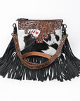 OHLAY KBG237 Cross Body Hand Tooled Hair-On Genuine Leather women bag western handbag purse