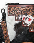 OHLAY KBG237 Cross Body Hand Tooled Hair-On Genuine Leather women bag western handbag purse