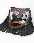 OHLAY KBG237 Cross Body Hand Tooled Hair-On Genuine Leather women bag western handbag purse
