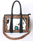 OHLAY KBG245 TOTE Hand Tooled Hair-on Genuine Leather women bag western handbag purse