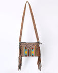 OHLAY KBG246 Cross Body Hand Tooled Upcycled Wool Genuine Leather women bag western handbag purse