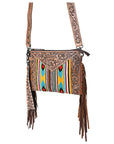 OHLAY KBG246 Cross Body Hand Tooled Upcycled Wool Genuine Leather women bag western handbag purse