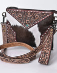 OHLAY KBG250 Cross Body Hand Tooled Hair-On Genuine Leather women bag western handbag purse