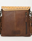 OHLAY KBG259 Cross Body Hand Tooled Hair-On Genuine Leather women bag western handbag purse