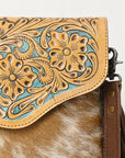 OHLAY KBG259 Cross Body Hand Tooled Hair-On Genuine Leather women bag western handbag purse
