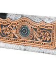 OHLAY KBG265 Coin Purse Hand Tooled Hair-On Genuine Leather women bag western handbag purse