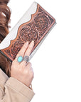 OHLAY WALLET Hand Tooled Hair-on Genuine Leather women bag western handbag purse