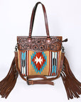 OHLAY KBG271 TOTE Hand Tooled Upcycled Wool Genuine Leather women bag western handbag purse