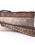 OHLAY WRISTLET Hand Tooled Hair-on Genuine Leather women bag western handbag purse