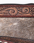 OHLAY WRISTLET Hand Tooled Hair-on Genuine Leather women bag western handbag purse