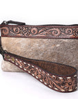 OHLAY WRISTLET Hand Tooled Hair-on Genuine Leather women bag western handbag purse