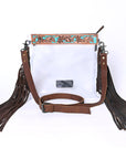 KBG277 Ohlay Western Genuine Leather Hand Tooled Women Clear Bags