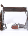 KBG277 Ohlay Western Genuine Leather Hand Tooled Women Clear Bags