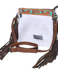 KBG277 Ohlay Western Genuine Leather Hand Tooled Women Clear Bags