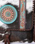 OHLAY KBG280 Cross Body Hand Tooled Hair-On Genuine Leather women bag western handbag purse