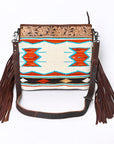 OHLAY KBG283 Cross Body Hand Tooled Upcycled Wool Genuine Leather women bag western handbag purse