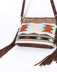 OHLAY KBG283 Cross Body Hand Tooled Upcycled Wool Genuine Leather women bag western handbag purse