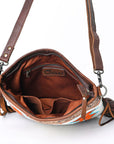 OHLAY KBG283 Cross Body Hand Tooled Upcycled Wool Genuine Leather women bag western handbag purse
