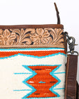 OHLAY KBG283 Cross Body Hand Tooled Upcycled Wool Genuine Leather women bag western handbag purse